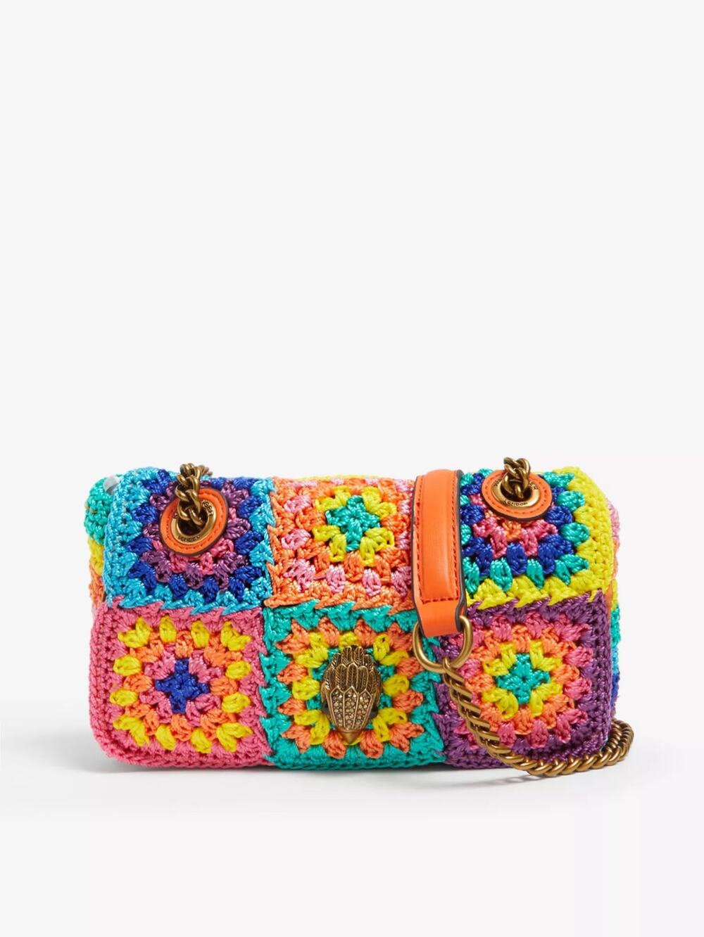 Kurt Geiger London Kensington Rainbow Mini Crochet Shoulder Bag Granny Square
